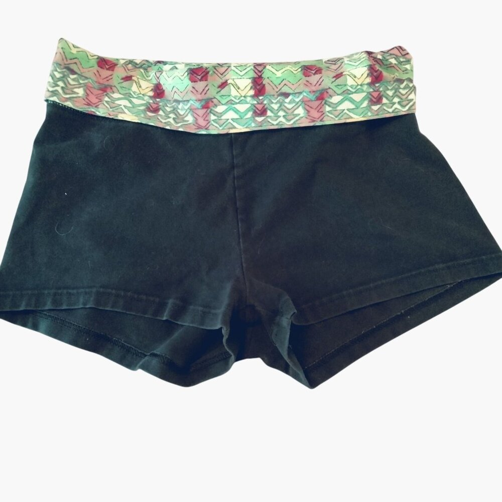 Aerie Slim Gym Shorts Geometric Waistband Size M Medium Black Y2K